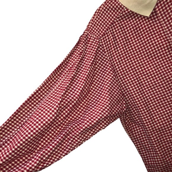 Calvin Klein Collection vintage 80s red ecru gingham check plaid full sl… - Picture 5 of 5